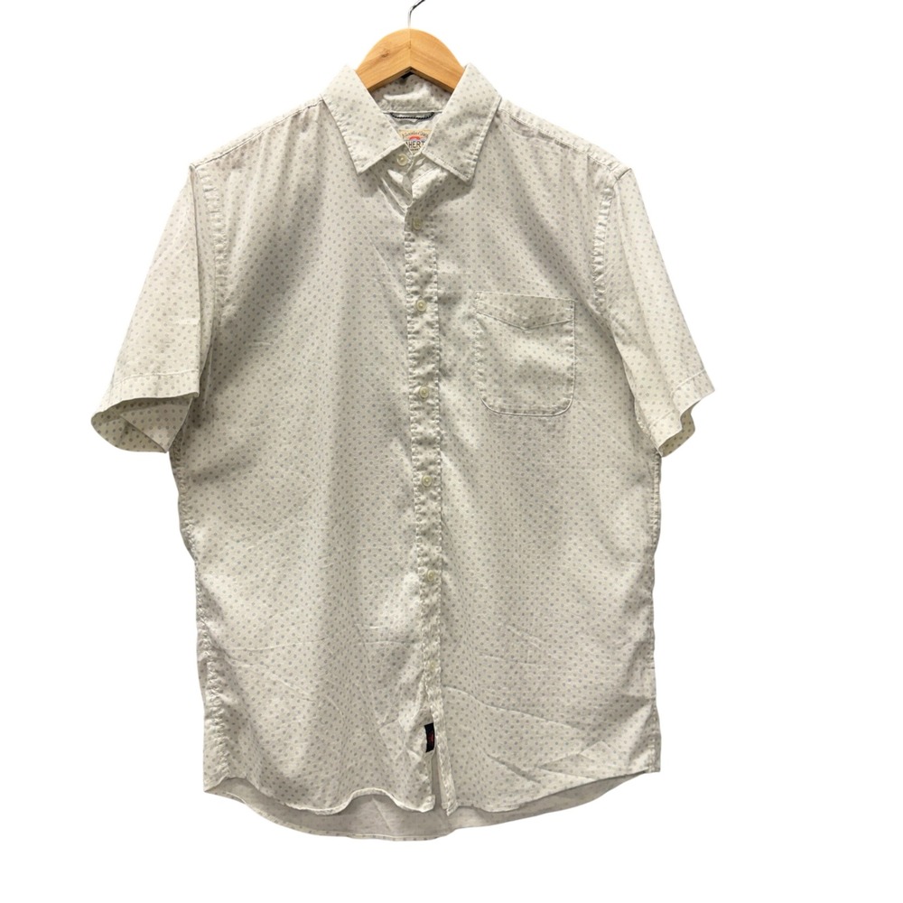Faherty Movement Shirt Mens Medium White Geometric Casual Button Up Coastal